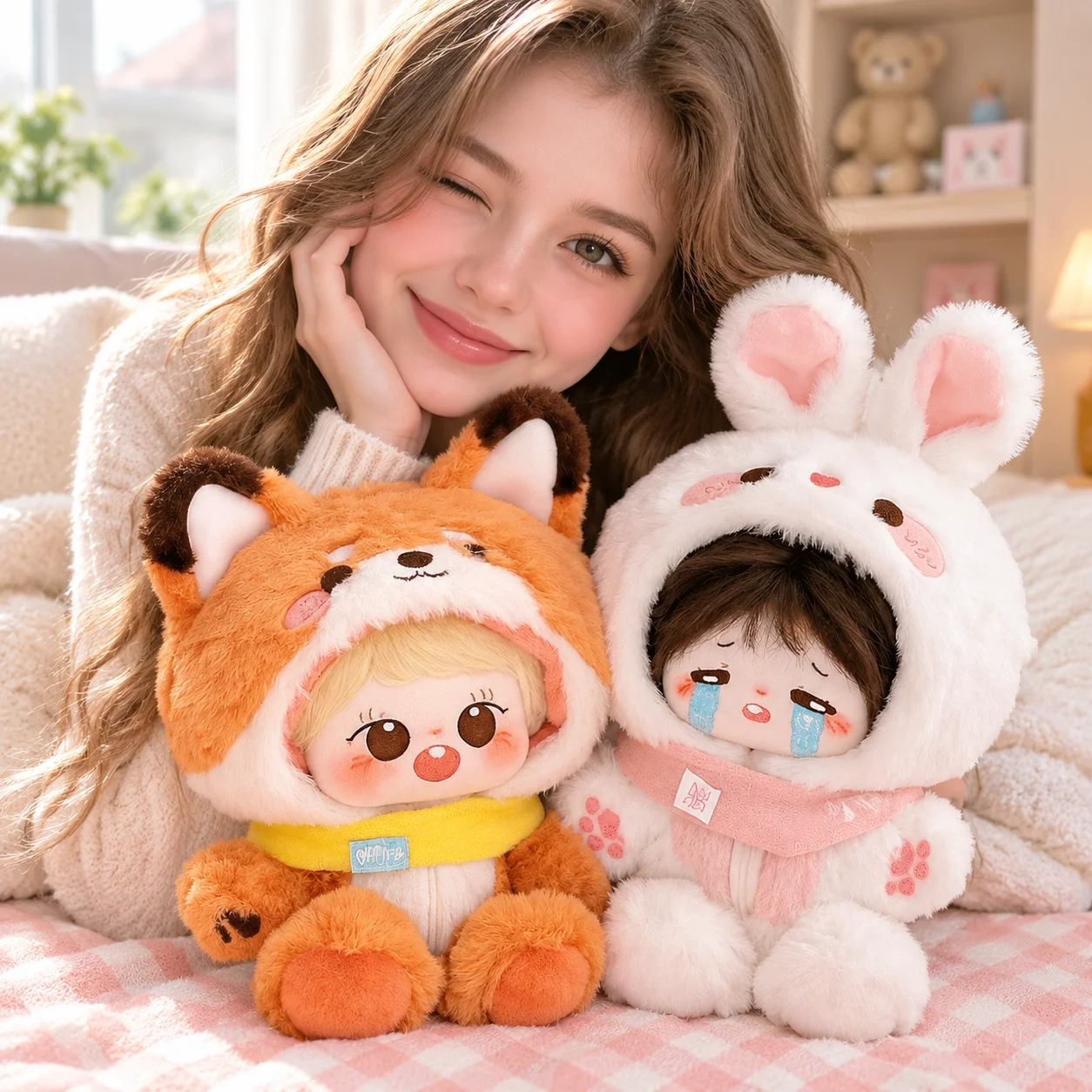 Cute Outfit 20cm Baby Clothes Fox Bunny Doll Clothes Animal Onesie Doll Costume