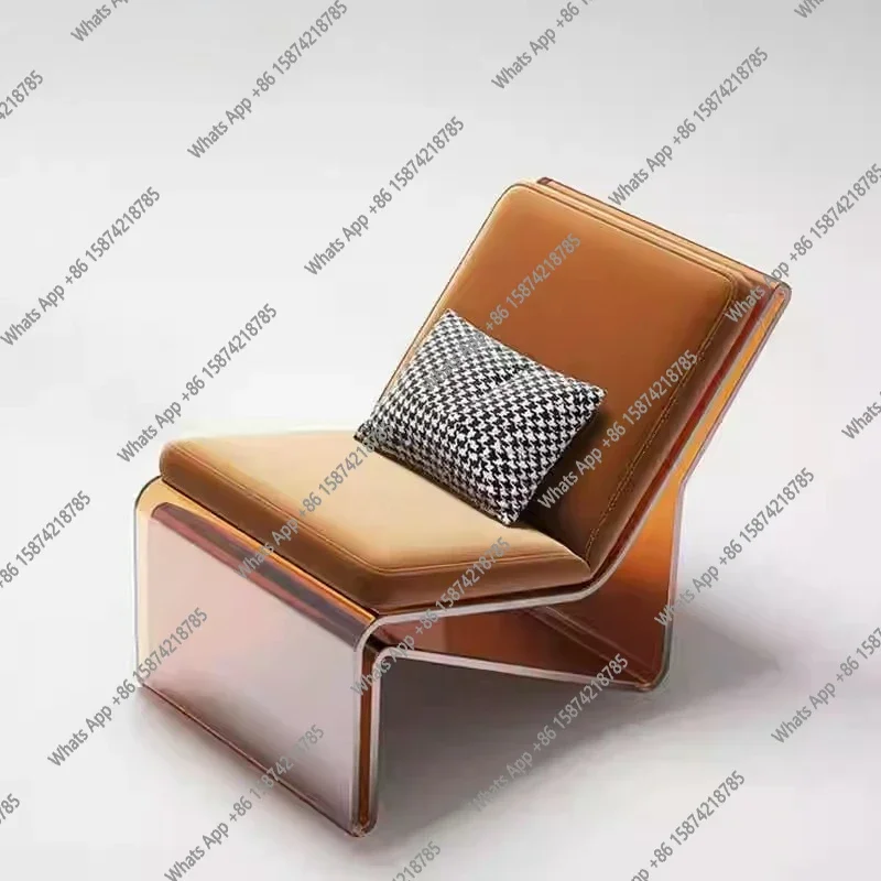 

S Acrylic Modern Light Luxury Sofa Chair Simple Design Leisure Chair Living Room Transparent Crystal Sofa Recliner