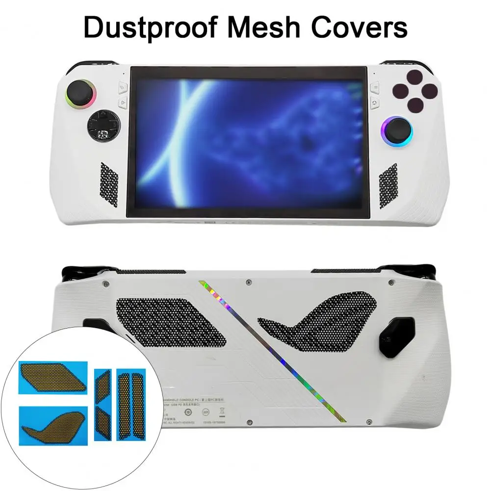 เคสป้องกัน6ชิ้นผ้าคลุมตาข่ายกันฝุ่นสำหรับเครื่องเล่นเกมแผ่นกรองแบบมีกาวในตัวมีความเหนียวทนทานสำหรับ ROG