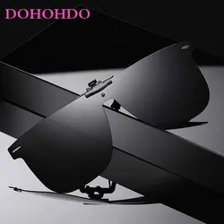 Men Polarized Clip On Sunglasses Metal Clips Car Driver Goggles Night Vision Glasses Anti Glare Vintage Safe Square Outdoo UV400