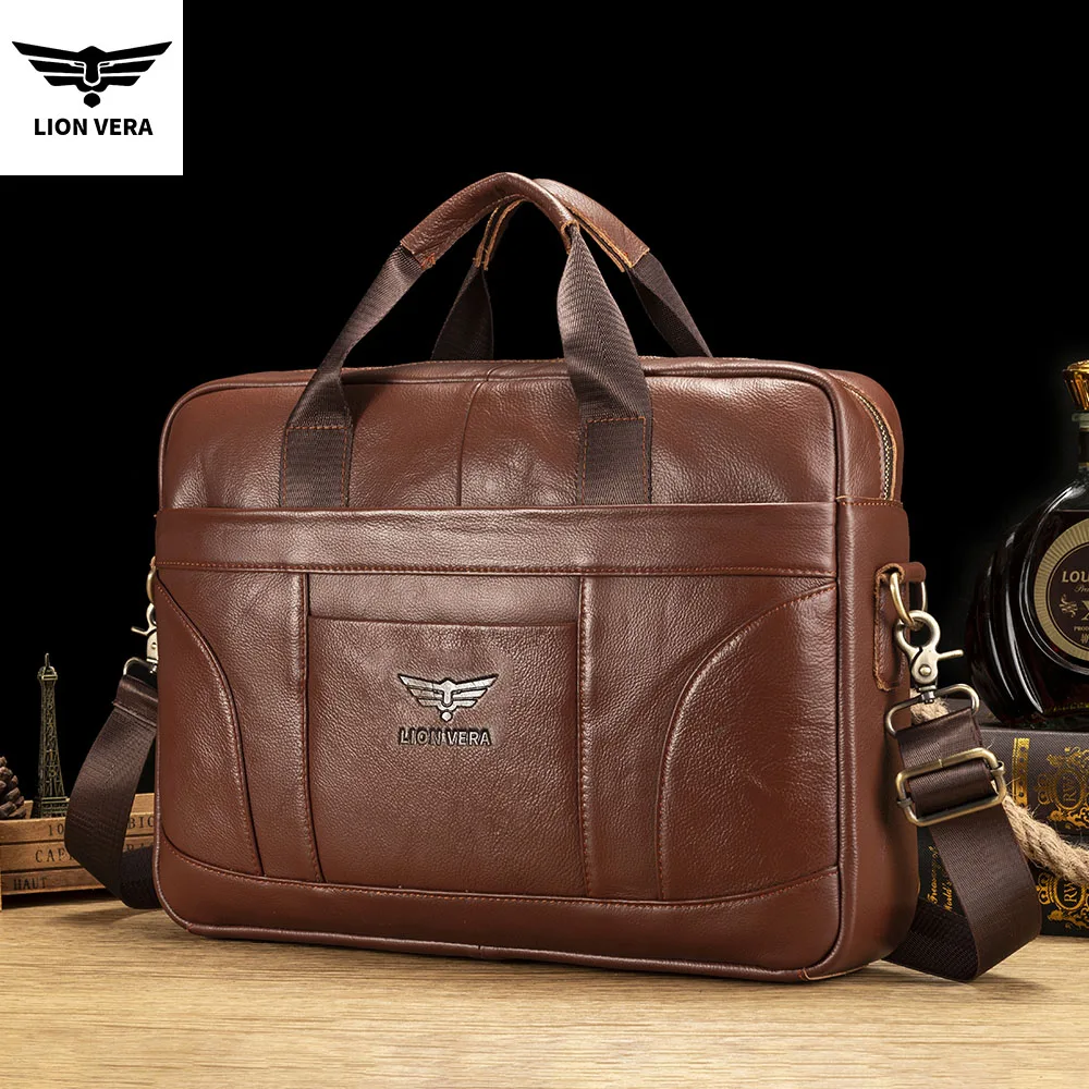 

Мужская сумка-портфель LIONVERA из натуральной кожи, большая вместительная сумка через плечо, черная модная сумка на плечо, многофункциональная сумка для хранения