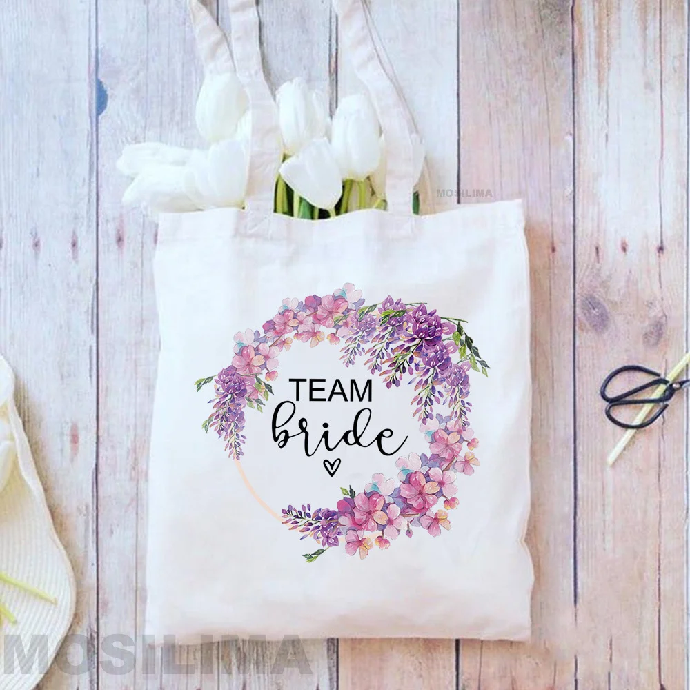 

Team Bride Shoulder Bags Canvas Tote Shopping Bags Reusable Travel Bags Bachelorette Wedding Bridal Party Beg 35*40CM VO6V