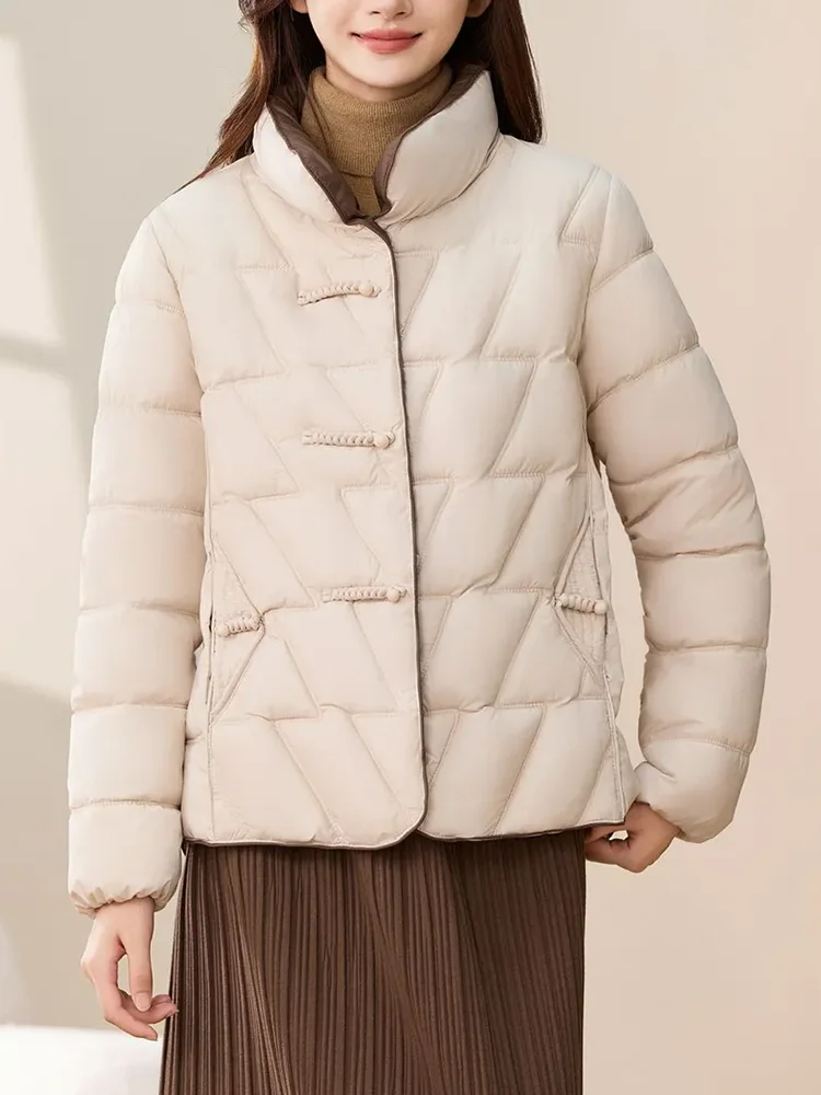 

Winter Warm Thicken Outerwears Women Casual Stand Neck Single Breasted Jackets Korean Fashion Long Sleeve Down Cotton Chaquetas