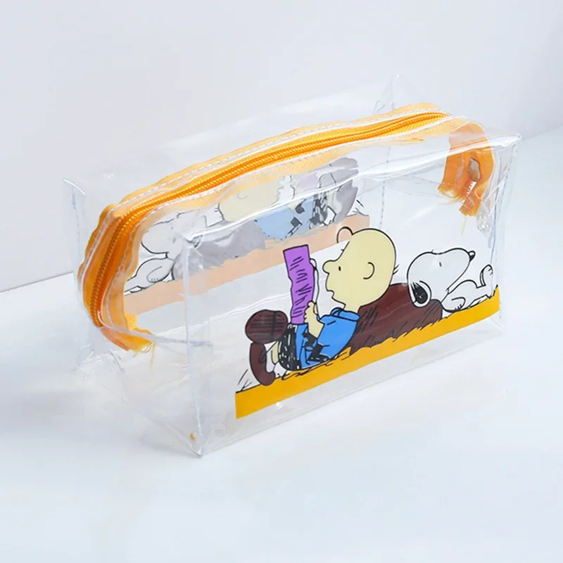 Borsa per cosmetici trasparente da donna Snoopy borsa per cosmetici da viaggio portatile di grande capacità borsa per penna di tendenza di moda per