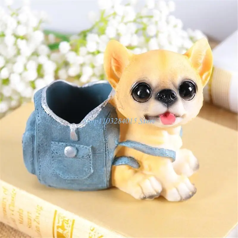 R6FF Resin Pen Cup Desk Pen Organizers Storage Box Makeup Brush Organizers Container