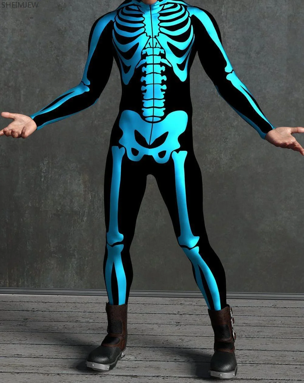 Costume de cosplay pour hommes et enfants, fermeture à glissière avant, costume de batterie Zentai, imprimé en 3D, tenue de vacances de carnaval, combinaisons de fête d'Halloween