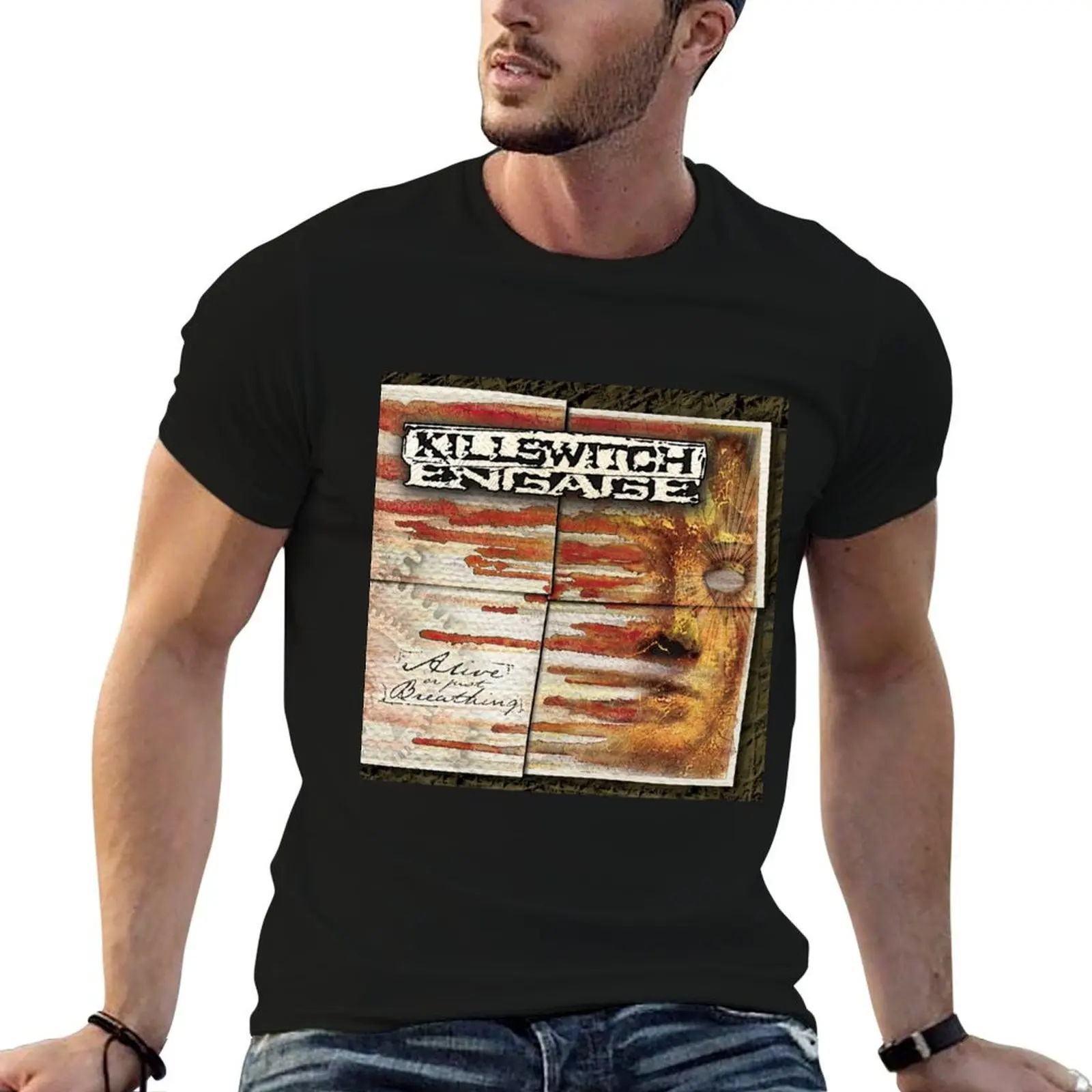 T-shirt Killswitch Engage avec impression décontractée et tendance, motif « Alive or Just Breathing »