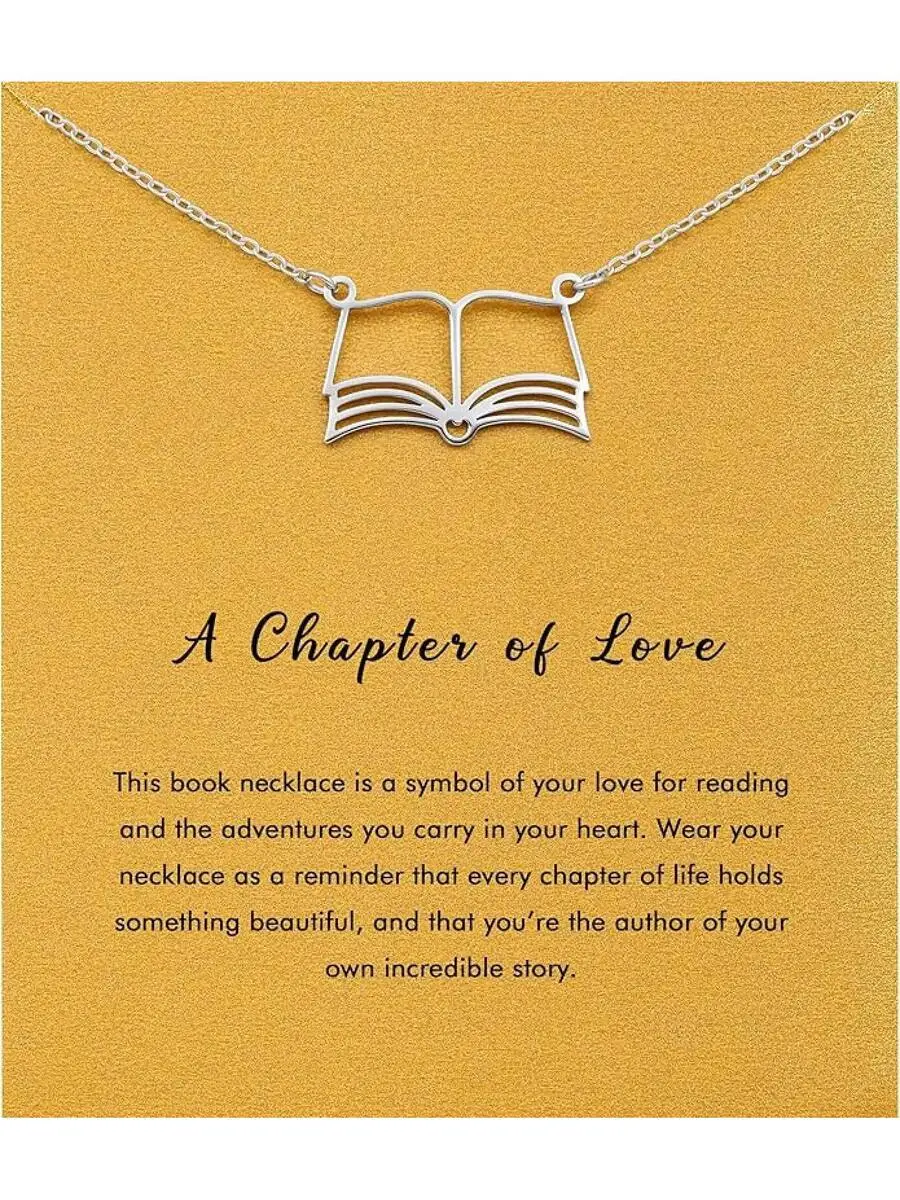 

Open Book Pendant Necklace For Women, Literary Gift For Readers And Book Lovers