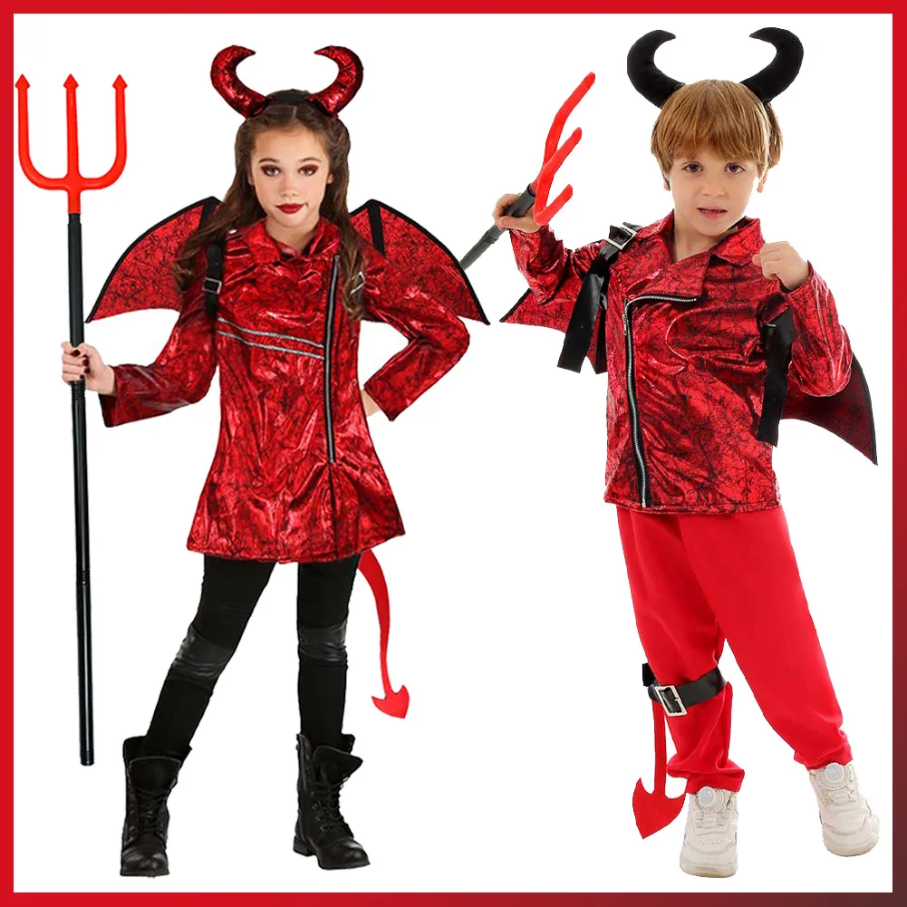 

Little Devil Cosplay Kids Girls Boys Costume Dance Clothing Punk Roleplay Children Child Outfits Halloween Carnival Party Suit