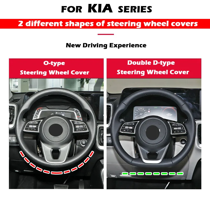 O/D Type Car Steering Wheel Cover Suitable for Kia Sonet 2024 2025 PU Leather Non-slip Wear-resistant Auto Interior Accessories