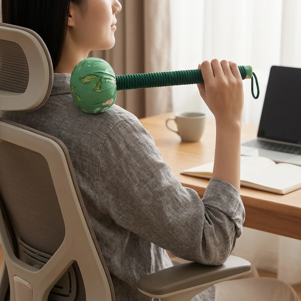 Cotton Linen Moxa Filled Massage Hammer Ergonomic Handle Dual Head Acupressure Tapping Tools for Full Body Relaxation Home Use