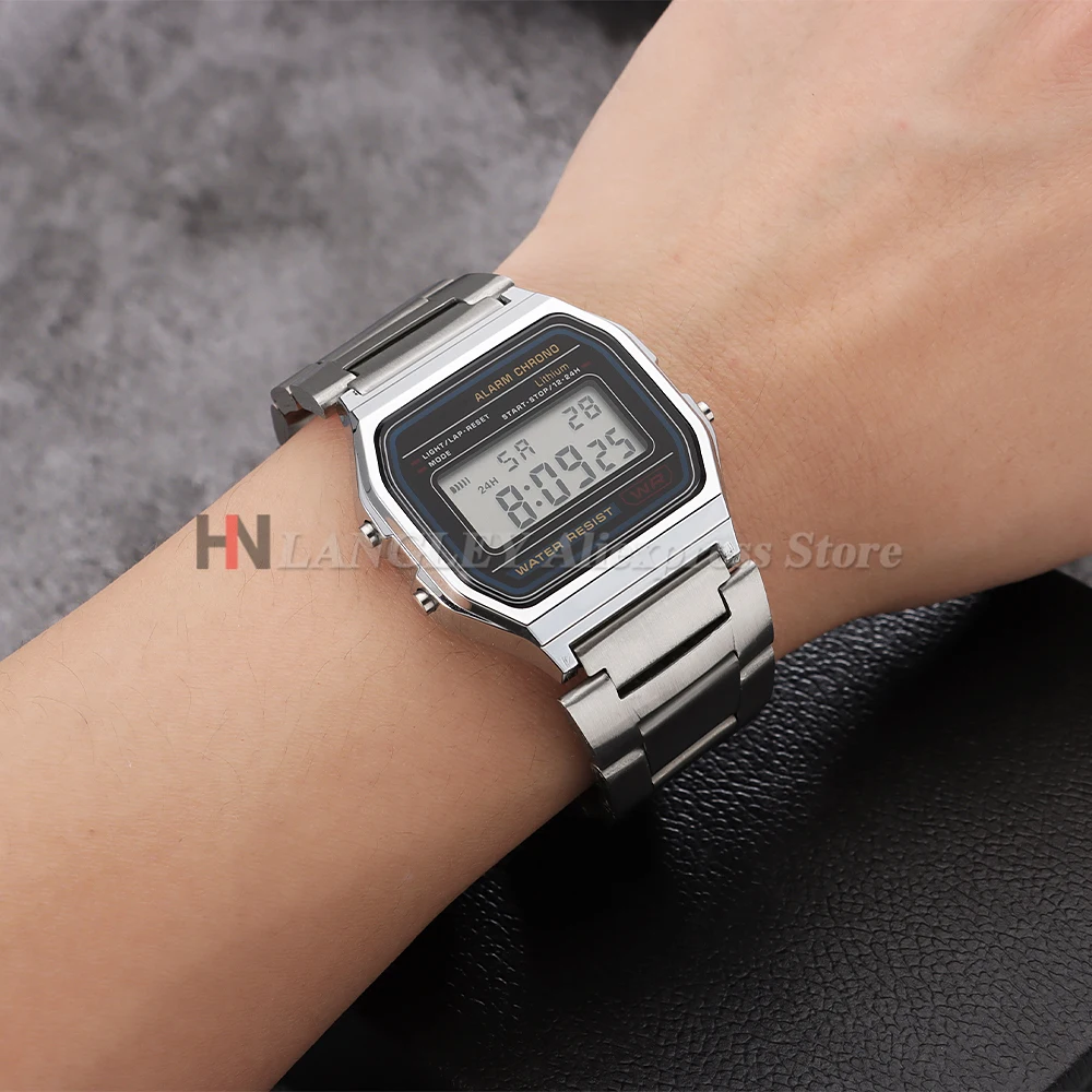 카시오 F-108/W-218 F91W F84 W-800H SGW400 AE-1200/1300 남성용 스포츠 접이식 버클 팔찌용 18mm 스테인레스 스틸 시계 스트랩