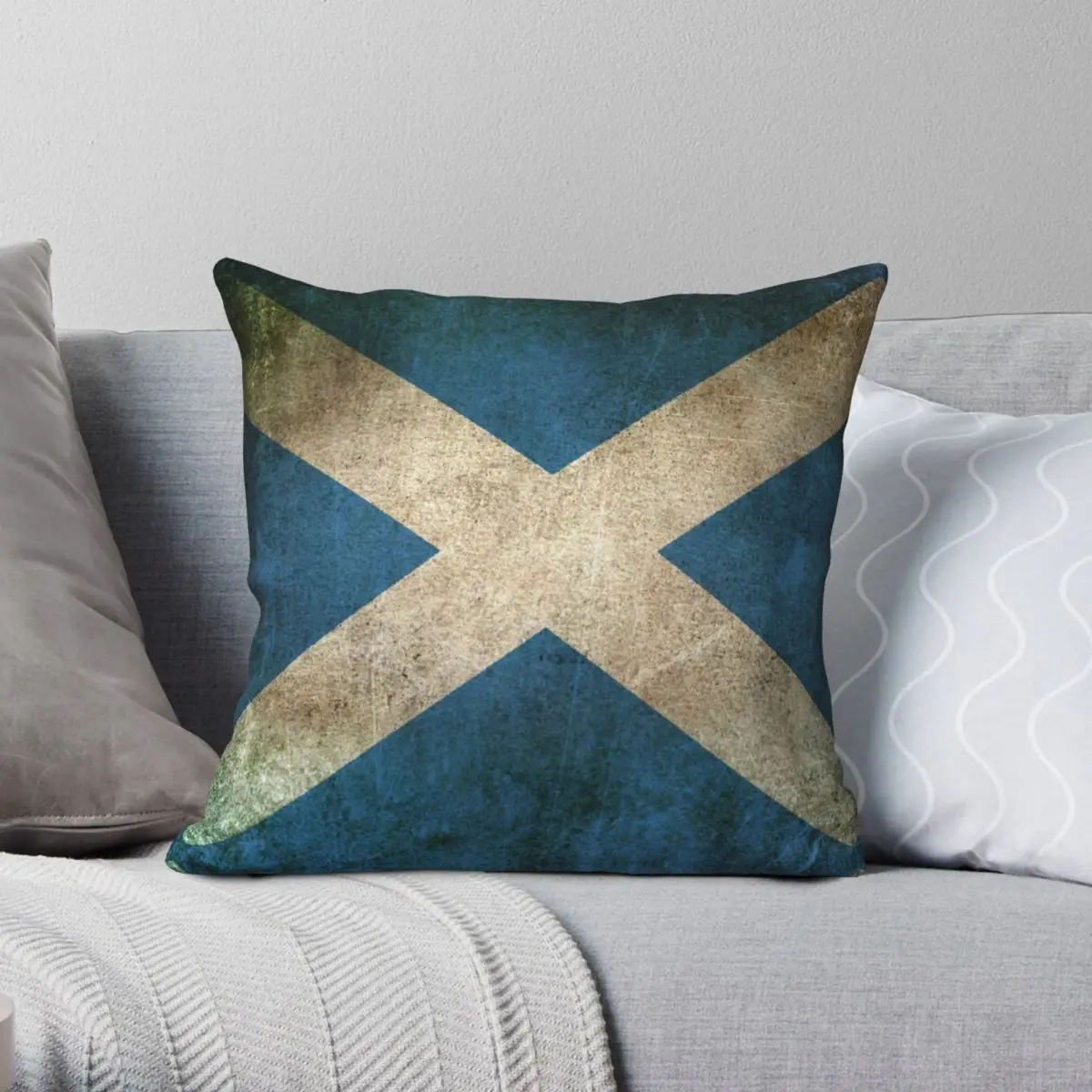 Vintage Flag Of Scotland Square Pillowcase Polyester Linen Velvet Creative Zip Decor Throw Pillow Case Sofa Cushion Cover 18