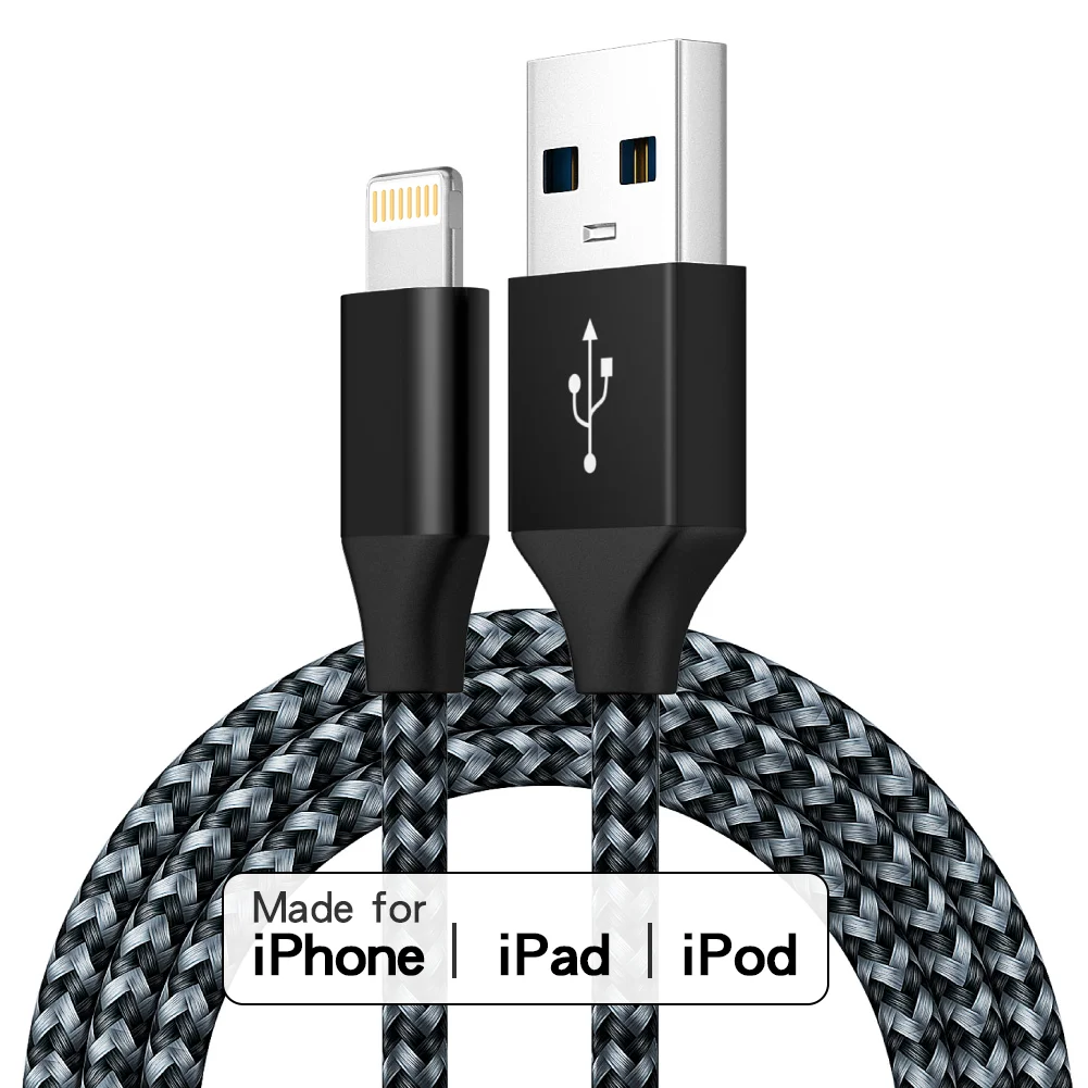 LAIHONEN MFi certificado 3 uds 1PC10FT USB A a Cable Lightning para iPhone 14 13 12 X XR Cable de carga rápida cargador Cable de datos