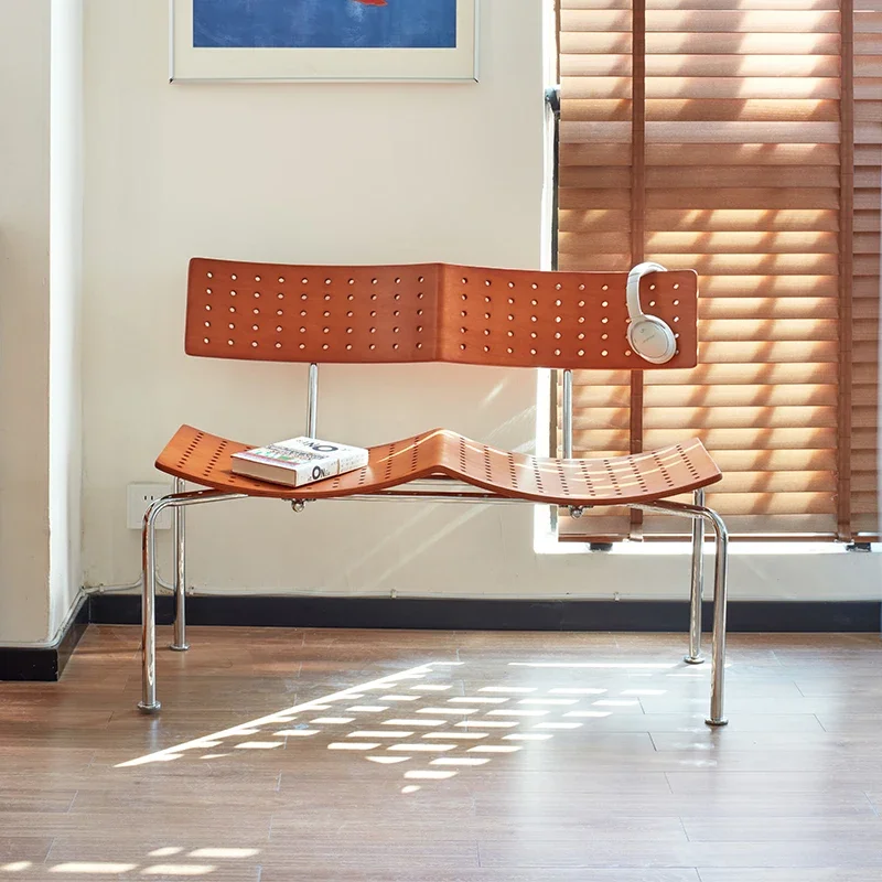 wave bench, balcony casual double retro sofa, solid wood dining chair, shoe changing stool at the end of the bed, bench stool