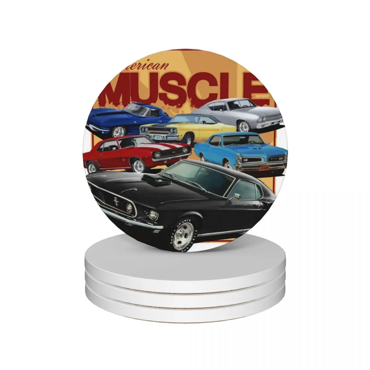 

Muscle Cars Ceramic Coasters (Set of 4) coffee cup stand mug set for coffee mugs kawaii Coasters