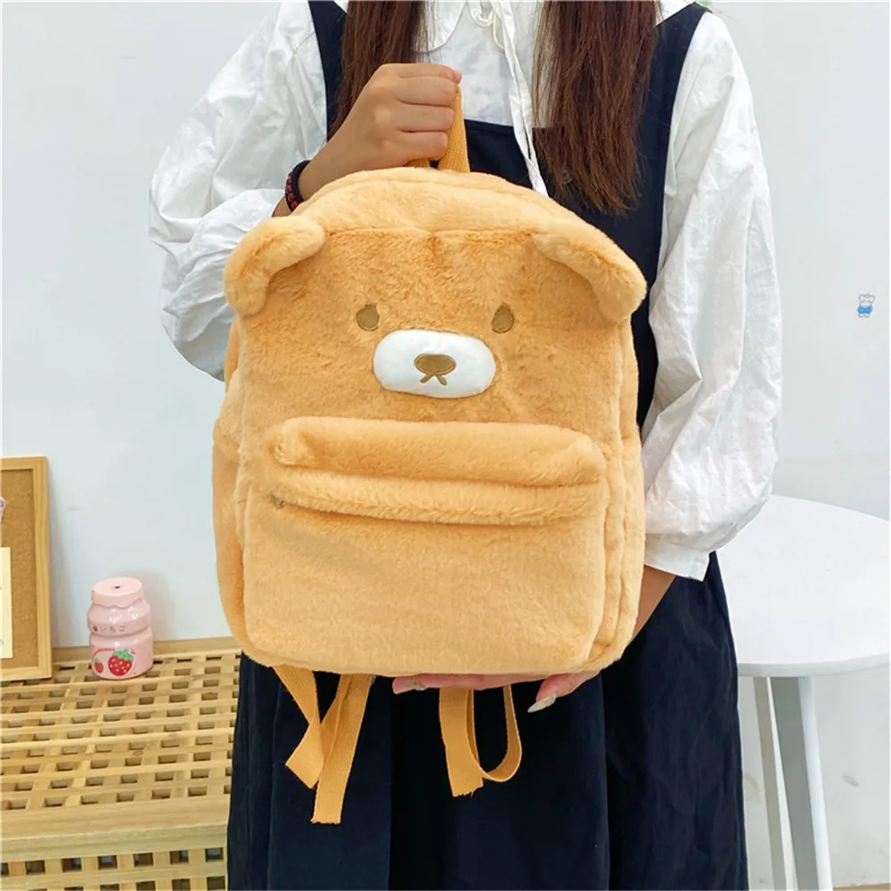 New Cute Bear Plush Backpack Cartoon Animal Plush Toy Soft Stuffed Shoulder Bag Crossbody Bag Children Girls Birthday Best Gift