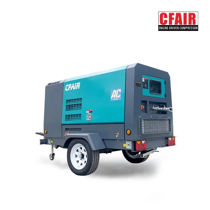 Portable Diesel Engine Screw Air Compressor | 8 M/Min 275CFM 8.5 Bar Oil-Lubricated for Construction