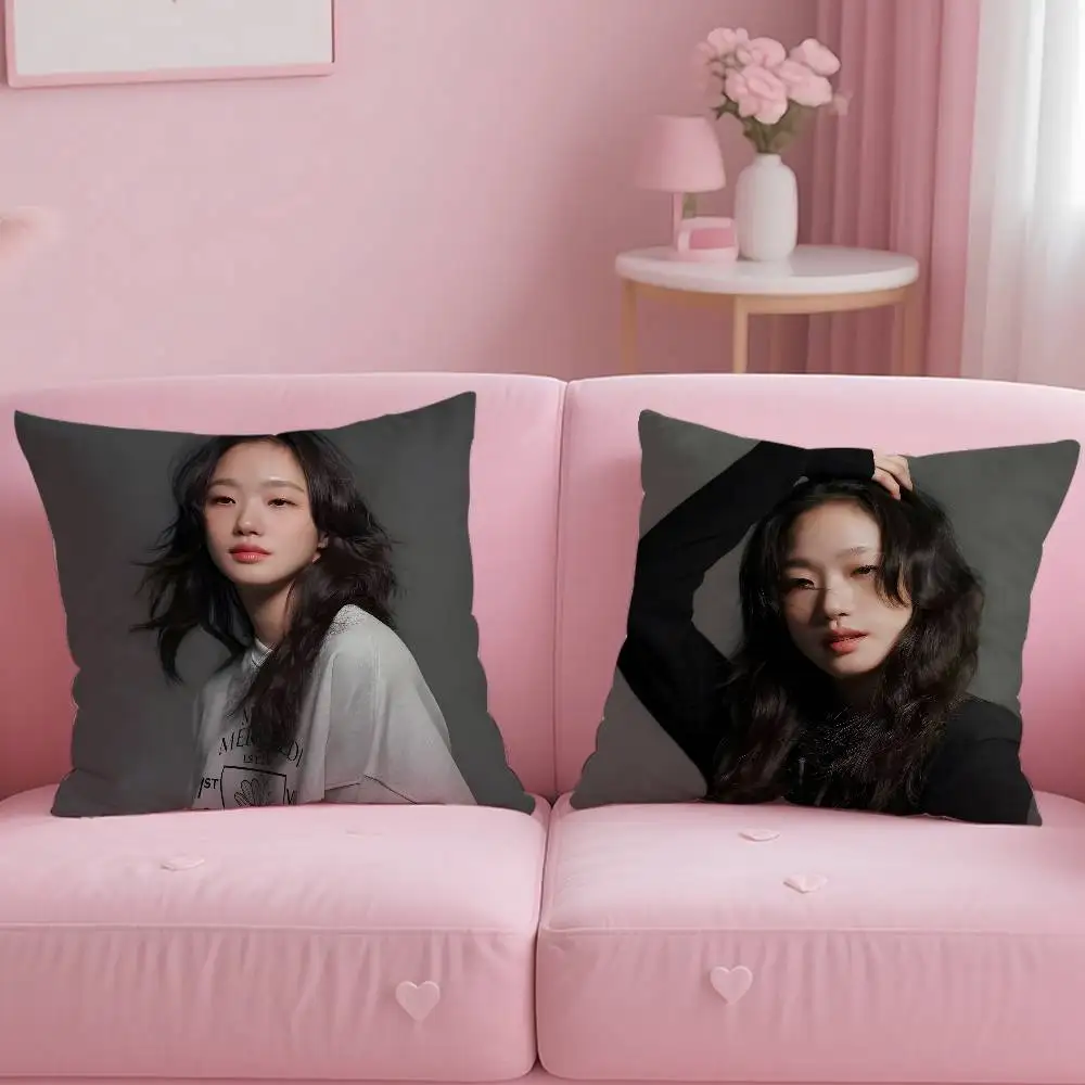 غطاء وسادة K-Korean K-Kim Go Eun آمن للصور المخصصة، وسادة من الصوف المصقول المضاد للبهتان، آمن للأمهات والرضع. #2