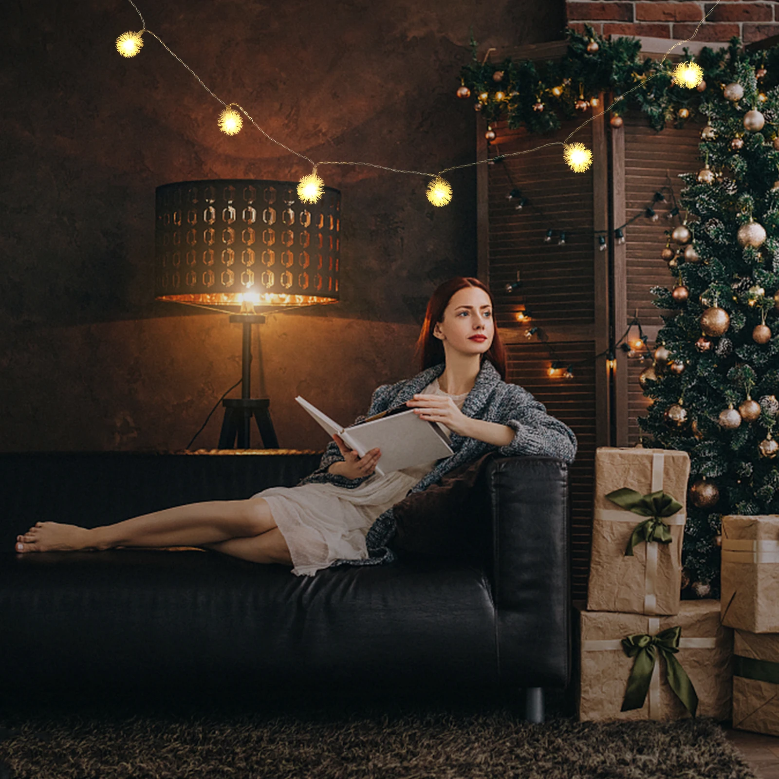 ندفة الثلج الكرة سلسلة مصباح 10 متر 33Ft 100Led الدافئة الأبيض الزخرفية ضوء لعيد الميلاد حفلة داخلي في الهواء الطلق عطلة الزفاف الحدث #3