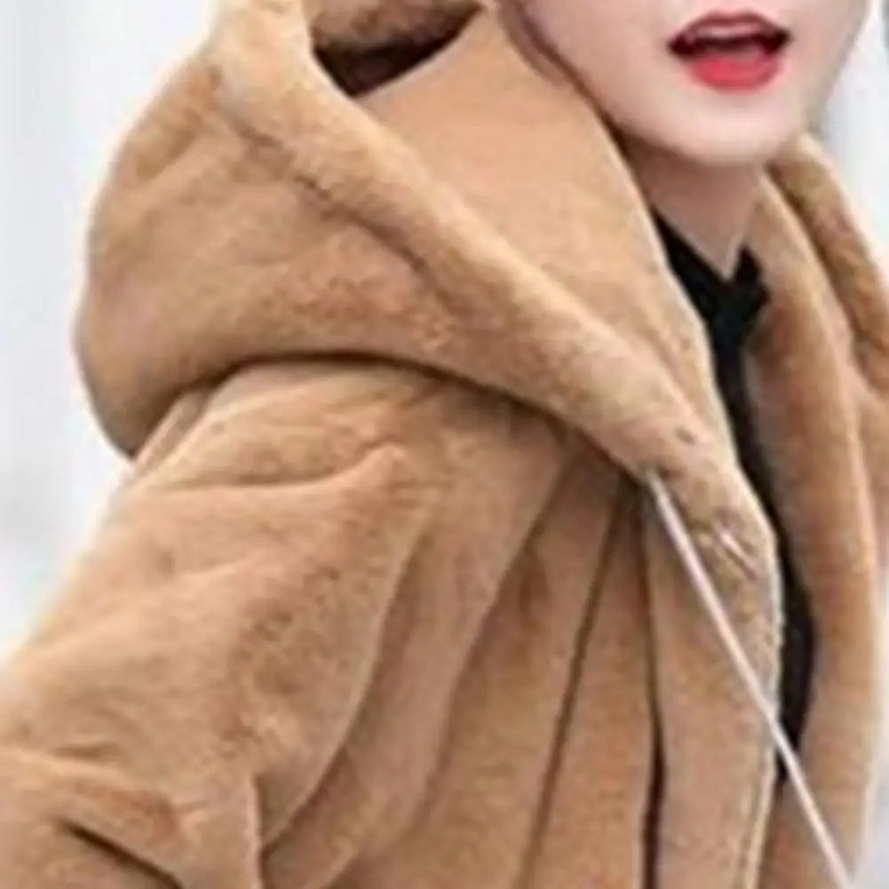 Solid Color Women Coat Women’s Fuzzy Fleece Jacket with Hooded Sherpa Lining Thick Warm Winter Coat Full Zip Up for Fall