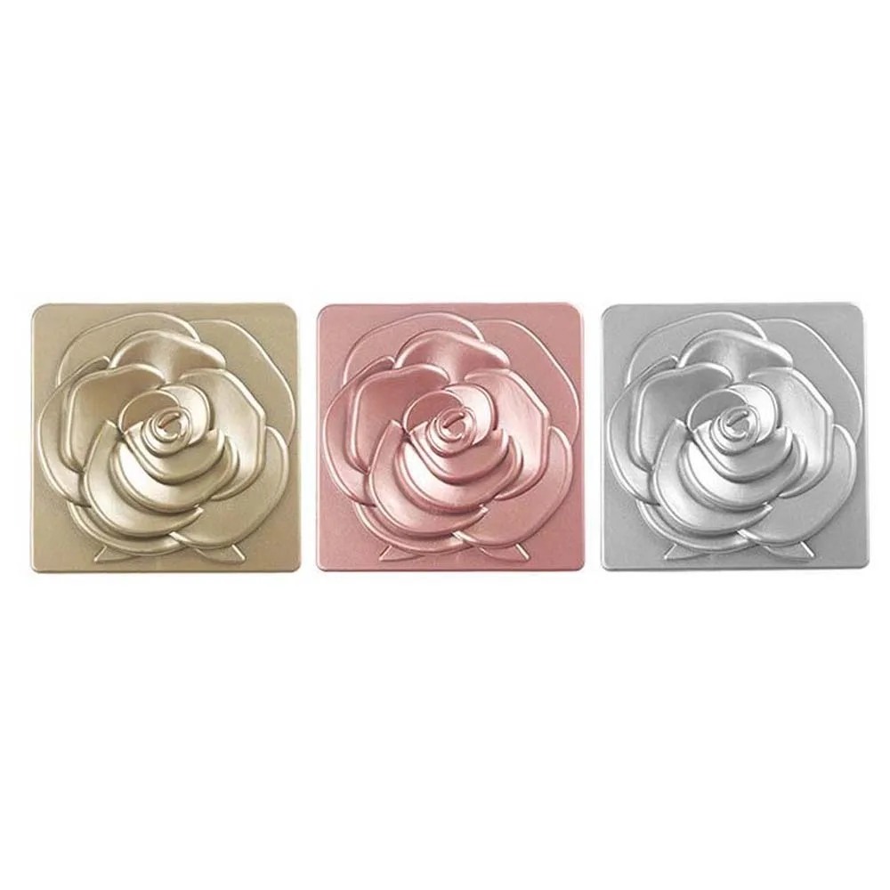 Mini espelho de maquiagem dobrável quadrado rosa flor espelho cosmético compacto suporte de mesa espelho abs leve bolso espelho de maquiagem
