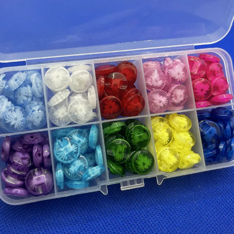 200Pcs+1Box 12mmTransparent colorful resin Buttons for clothing DIY Needlework Sewing Sewing accessories hand made  Buttons