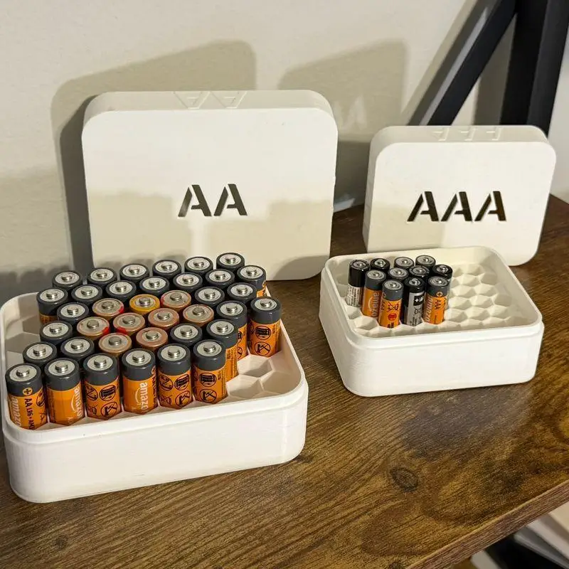 Battery Storage Box Plastic AA / AAA Battery Organizer Container Drawer Holder Space-Saving Portable Emergency Kit Case