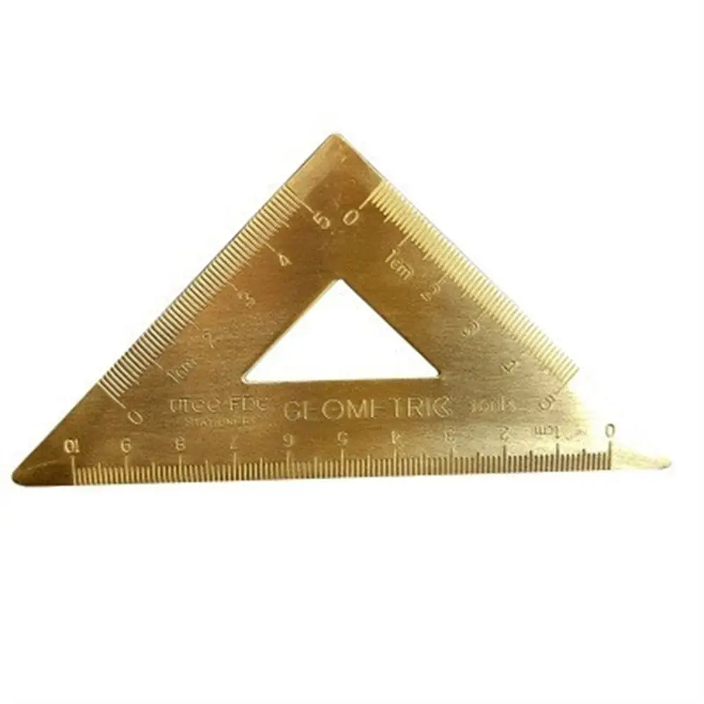 School Supplies Measuring Tool Stationery Drawing Tools Students Vintage Brass Ruler Metal Ruler Straight Ruler Triangle Ruler