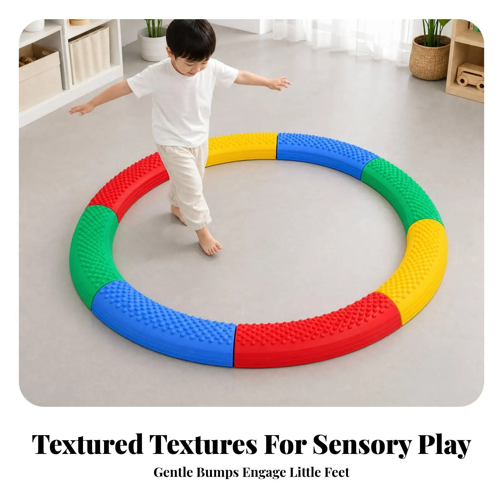 Sensory Board Kit for Kids Balance Path Toy with Raised Patterns Modular Plastic Pieces for Coordination Training Indoor