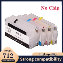 For HP 712Refill Ink Cartridge Without Chip 712XL DesignJet T120 T520 T650 T630 T230 T210 Printer No Chip hp 712 Cartridge