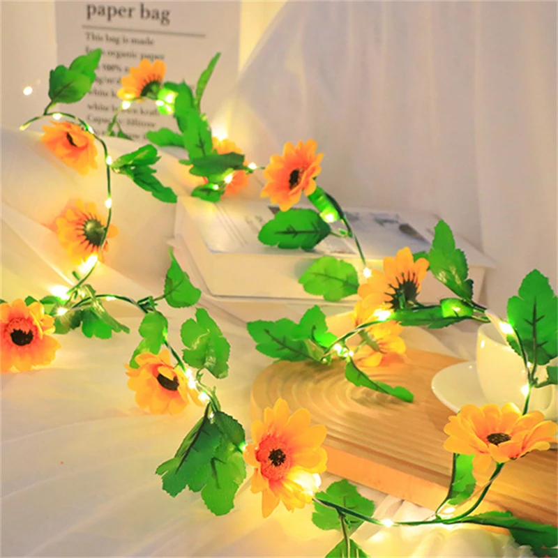 

Battery Powered LED Green Rattan Leaf Lights String Wedding Party Garland Fairy Lamp Garden Decor Ramadan Home Decoration