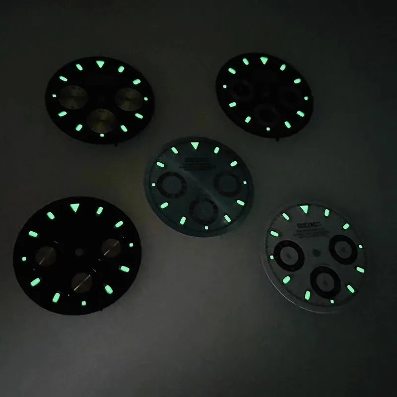 Quadrante White Panda Di VK63 movimento al quarzo dedicato Luce notturna verde Quadrante temporizzato Accessori per orologi