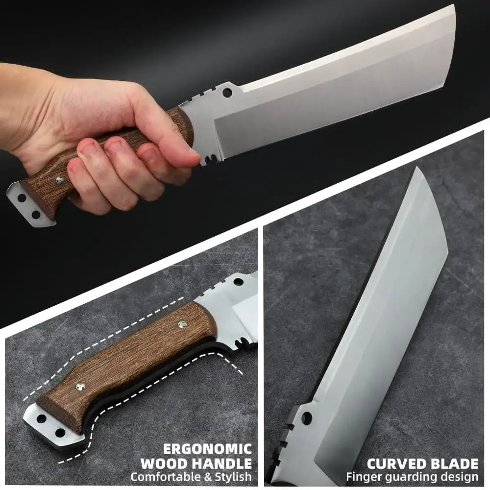 Outdoor High-Hardness Military Tactical Knife, Fixed Blade, Self-Defense, Camping Multi-purpose Survival Knife and Cutting Knife