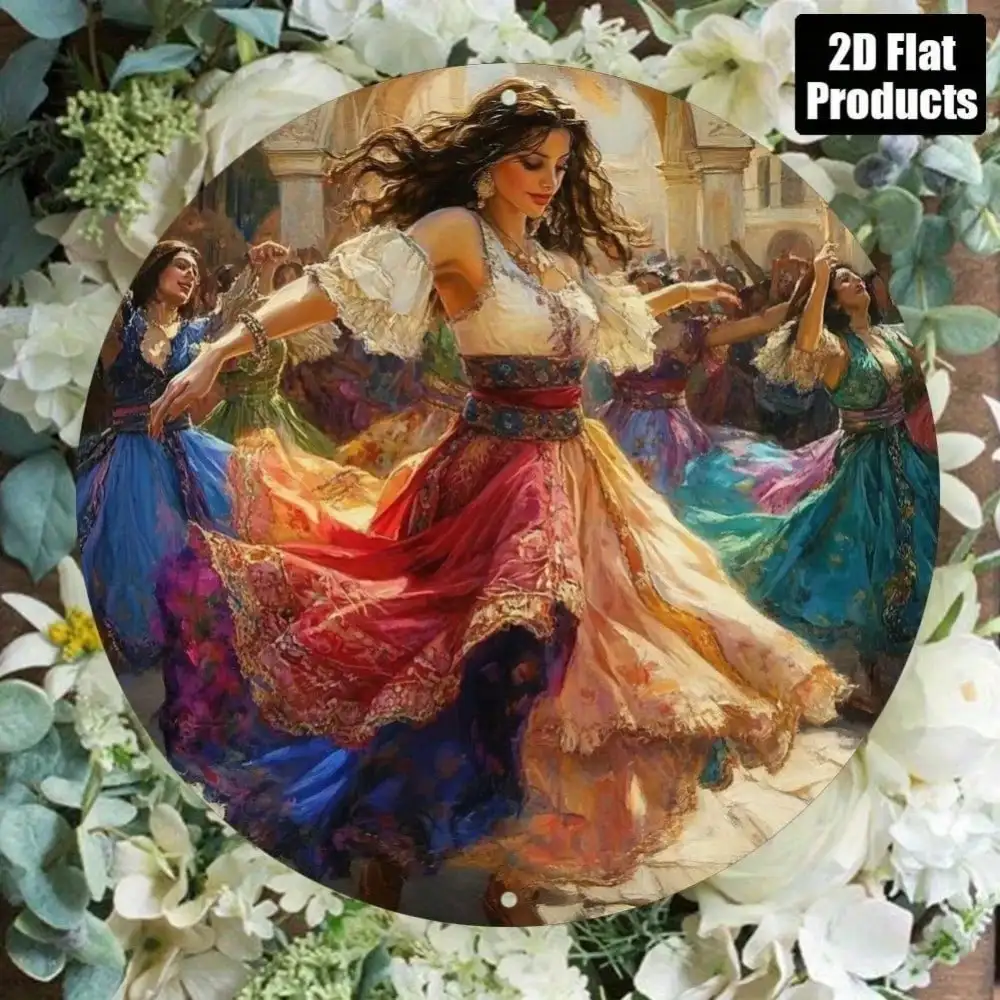 CIFBUY Splendid Iron Wall Art Floral Metal Decor Elegant 2D Printed Round Aluminum Living Room Accent Unique Gift for Women Home