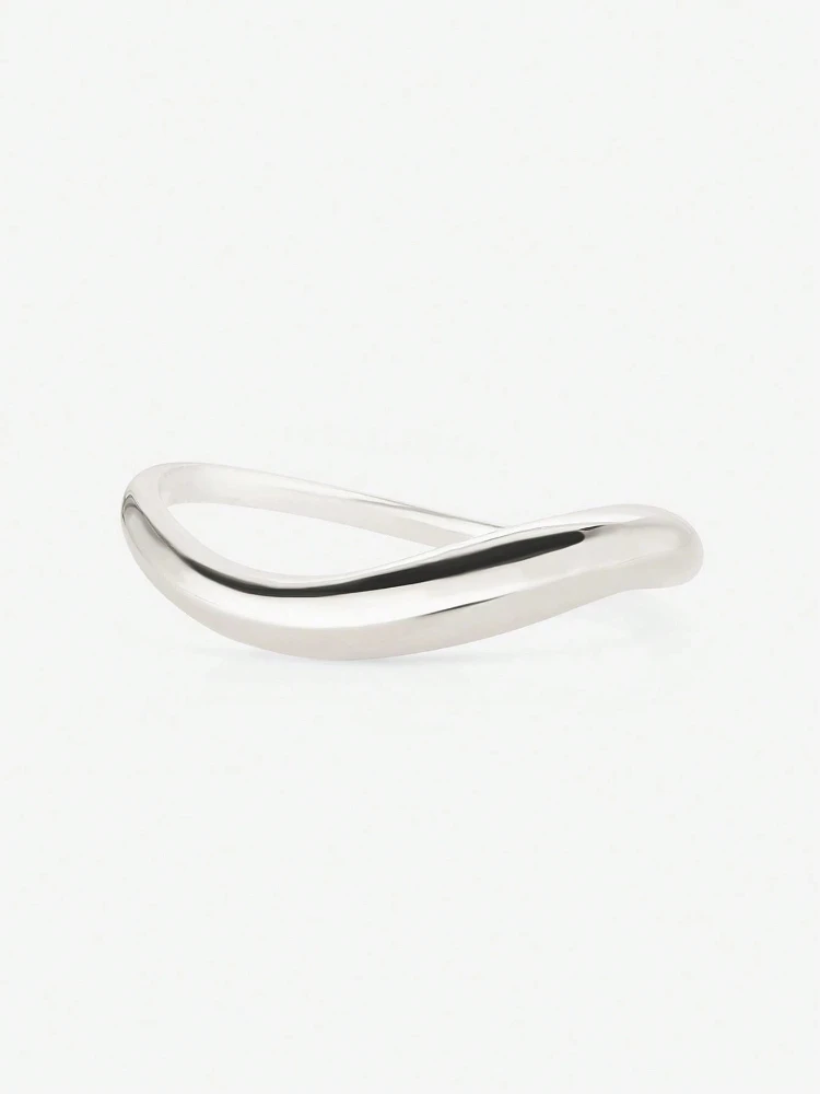 925 Sterling Silver Minimalism Simple Smooth Wave Fashion Ring For Women Engagement Party Daily Wear High Quality Fine Jewelry