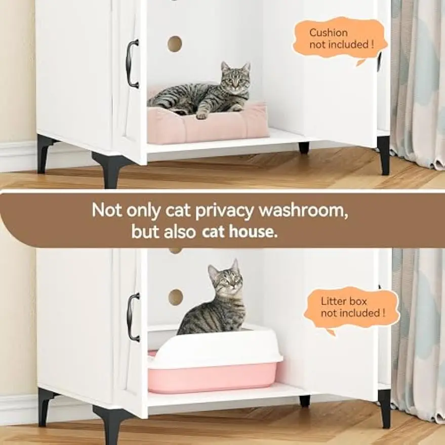 Garvee Cat Litter Box Enclosure Hidden Litter Box Cabinet Furniture with Cat Litter Mat Pad Storage Layer and Indoor Cat House for Hallway Bedroom and Living Room
