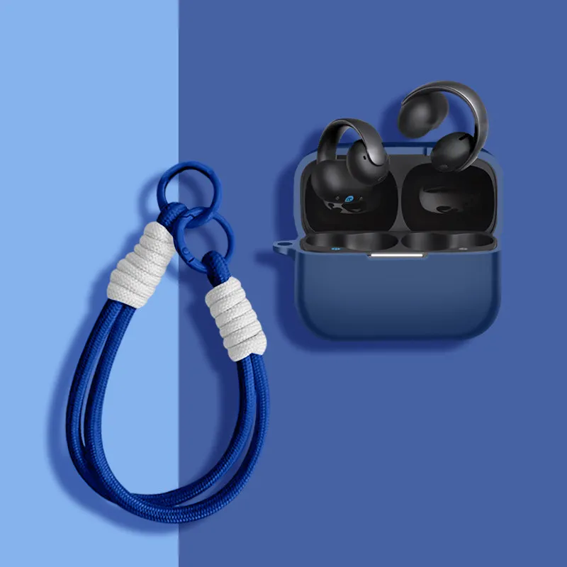 Weiche Silikon-Kopfhörerhülle für Anker Soundcore Aero Clip Cover, stoßfeste Kopfhörerhülle für Soundcore AeroClip mit Trageband