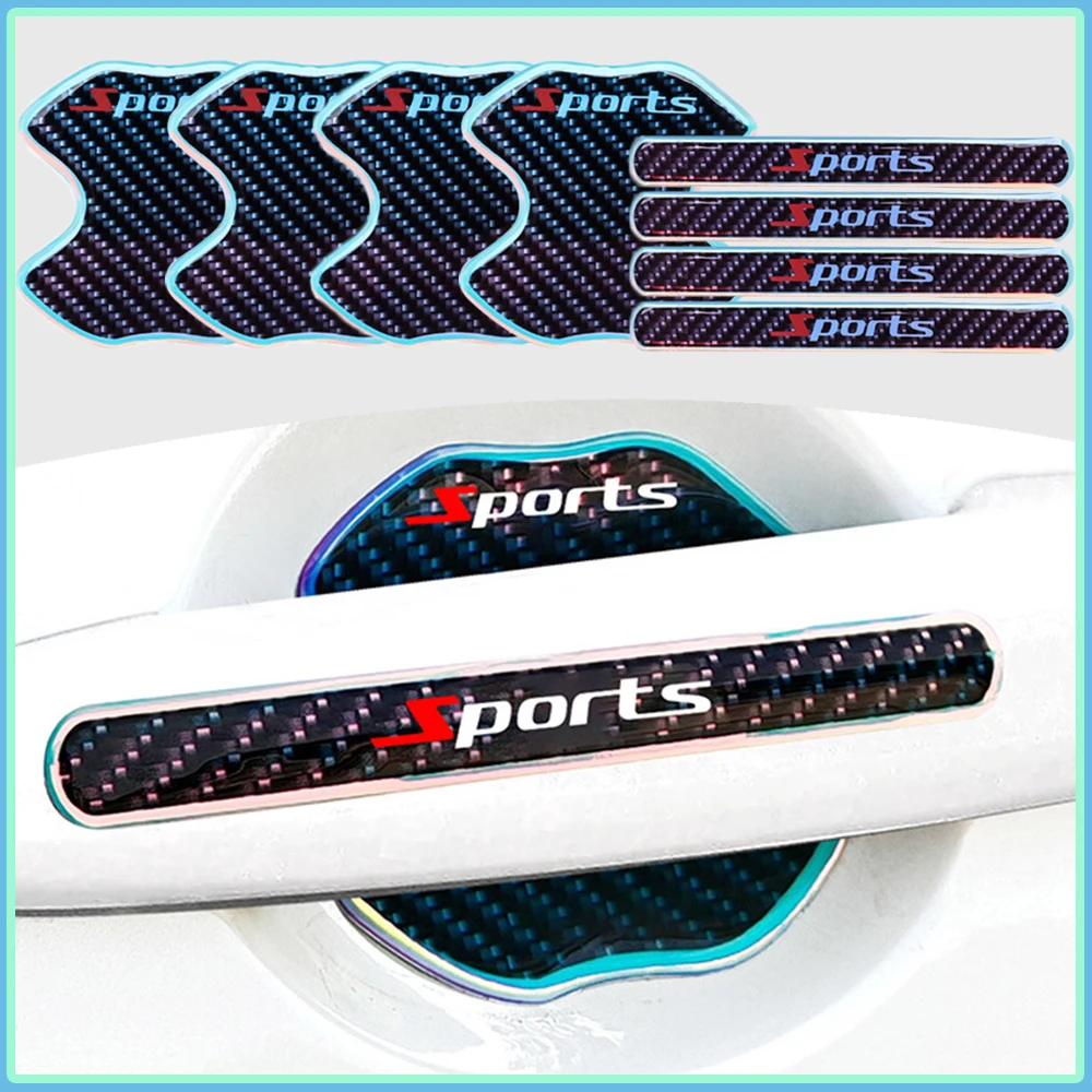 8 قطعة وعاء باب السيارة العالمي طبقة مقاومة للخدش مقبض باب السيارة المضادة للتصادم فيلم سيارة رياضية التصميم لاصقة تزيين #2