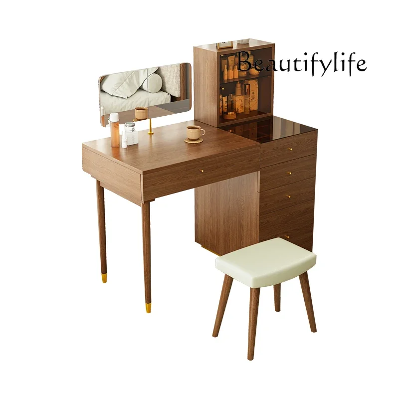 

Modern simple dresser desk Nordic integrated small apartment retro makeup table locker with mirror