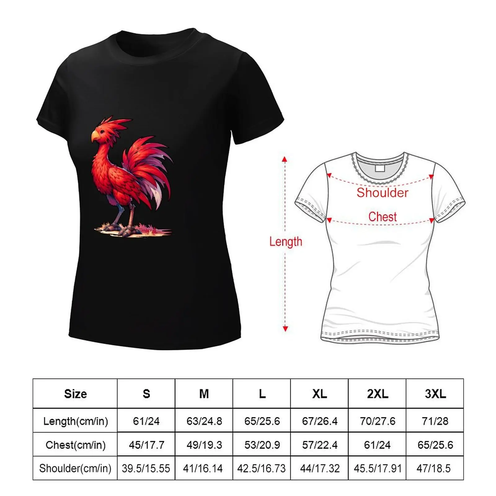 Red Chocobo T-shirt female anime clothes Woman T-shirts