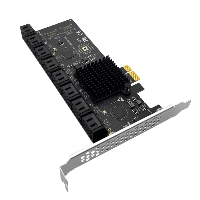 SATA PCIE 1X Adapter 16 Port SATA3.0 PCI Express Controller PCI to Sata Riser Expansion Card SSD Bit Add On Card for Chia Mining