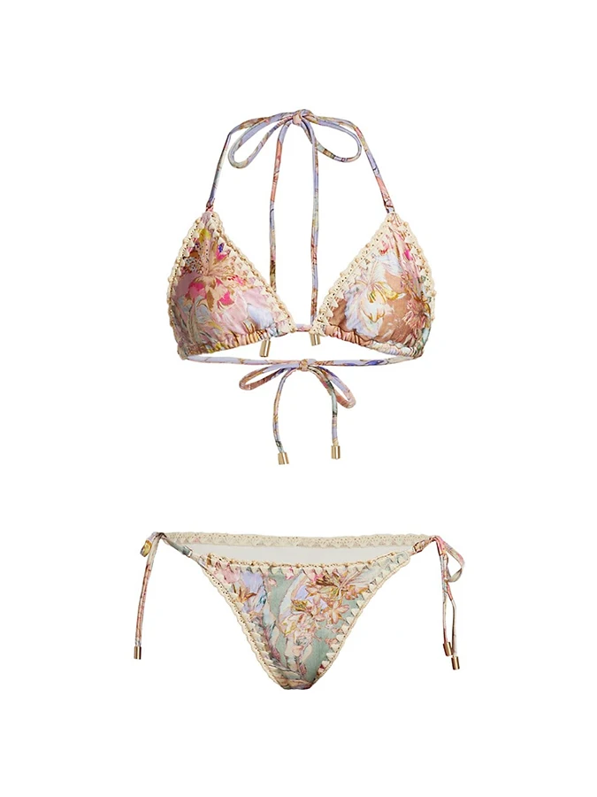 Bikini Set Met Bloemenprint 2023 Nieuwe Badkleding Zomer Damesmode Badpak En Cover-Up Sexy Strandkleding Hangende Halsvakantie