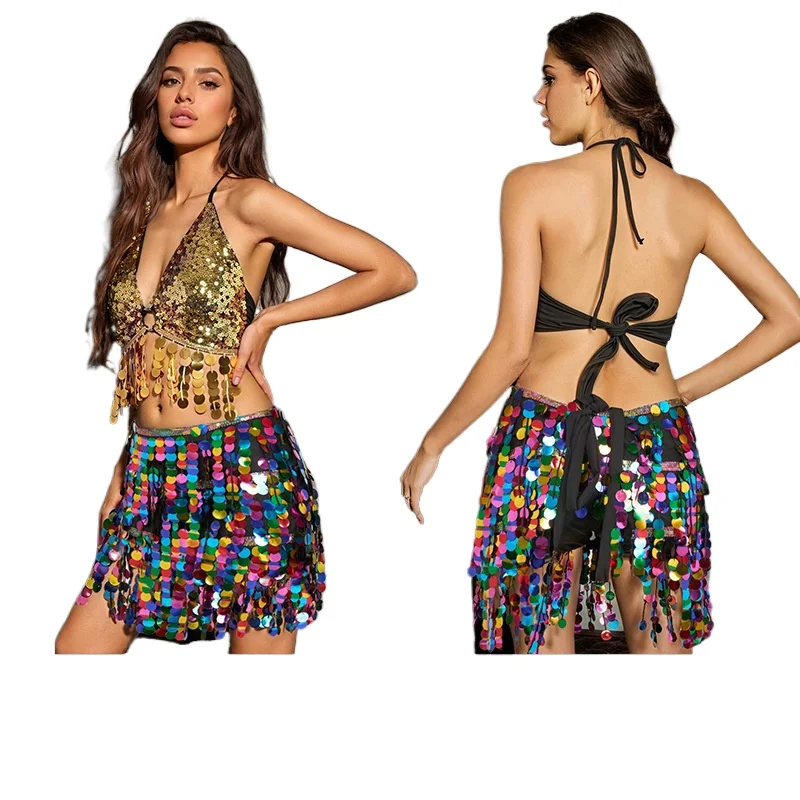New Belly Dance Waist Chain Hip Towel Sequined Fringed Waist Towel Sexy Indian Dance Performance Clothing in Nightclubs