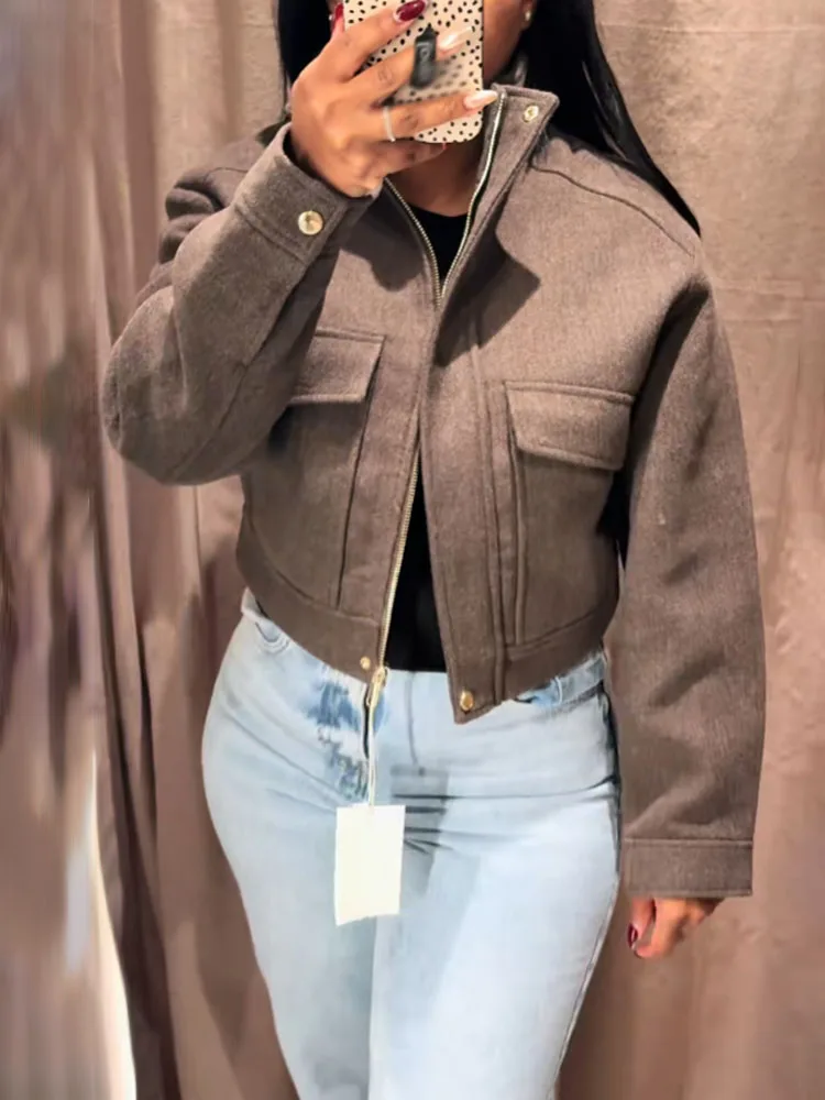 

HH женская мягкая куртка с воротником-стойкой, весенне-осенняя новая простая повседневная тонкая короткая куртка на молнии, универсальная модная куртка для поездок на работу