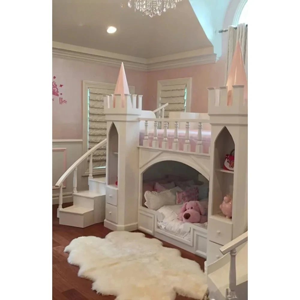 프랑스 스타일 원목 어린이 침대 캐슬 프린세스 호박 침대