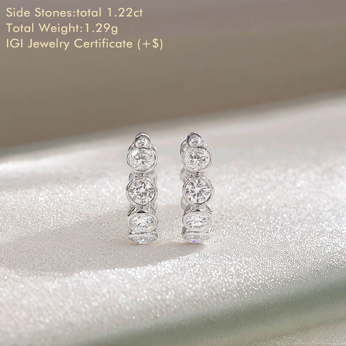 Brilliant Round Cut Lab Created Diamond Earrings Bezel Set Lab Grown Diamond Hoop Earrings 18K White/Yellow Gold Earrings