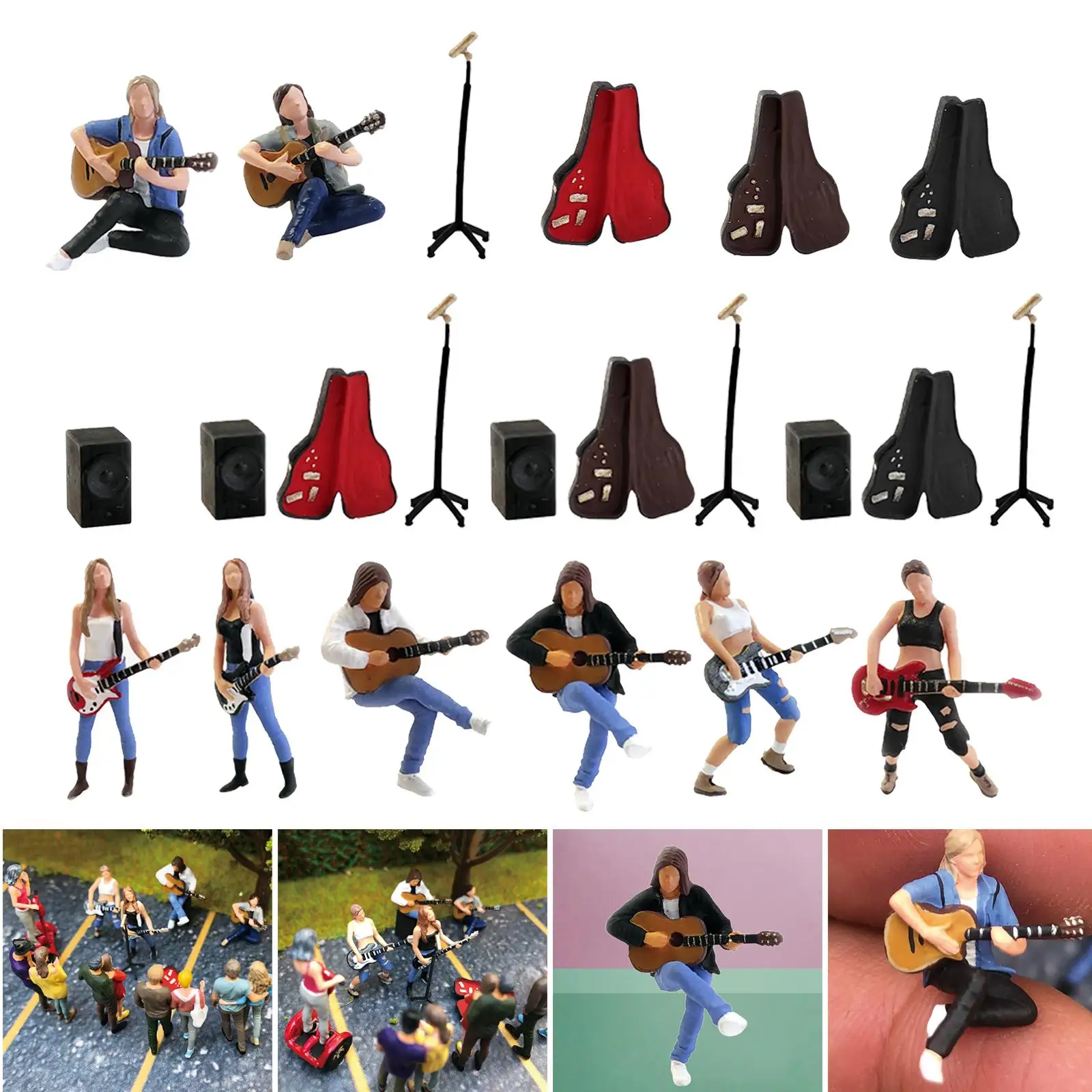 1/64 Scale Characters Miniature Singer People Street Building Scenario Group