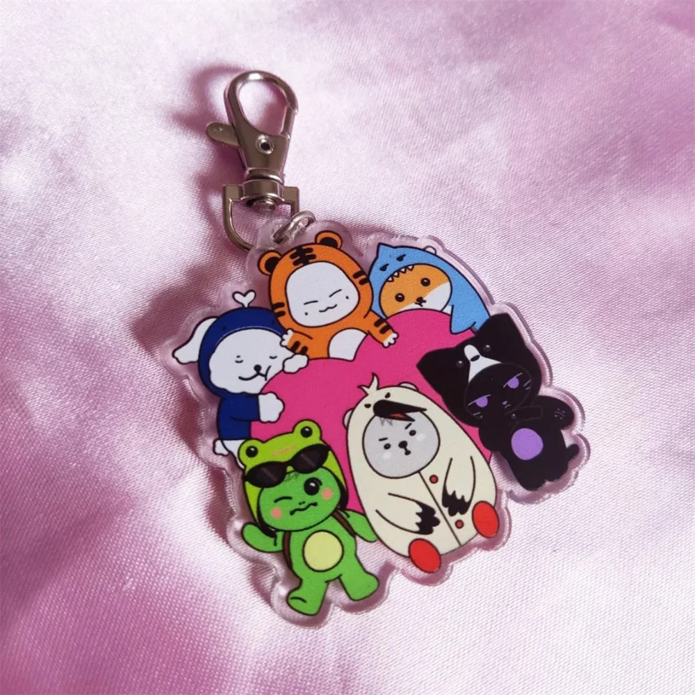 Kpop monstax chaveiro dos desenhos animados bonito pingente de acrílico 2 pçs/set dupla face impressão charme chaveiro keyun minnyuk fãs presente