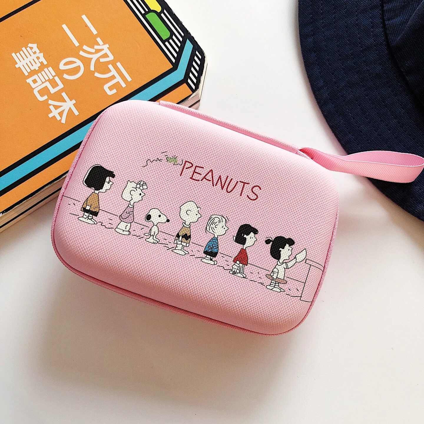 Cartoon Snoopies Pattern Square Storage Bag Cute Earphone Bag Large Coin Purse Charger Data Cable Storage Box with Cord